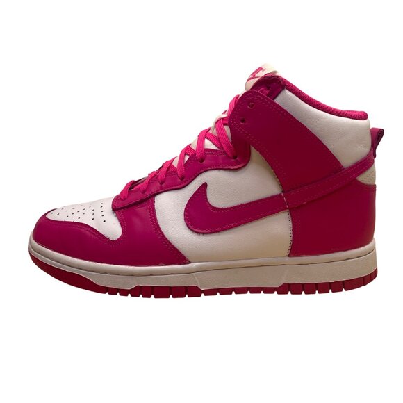 Nike Women’s Pink Prime White Leather Dunk High-Top Sneakers Size 7.5 - Picture 4 of 10